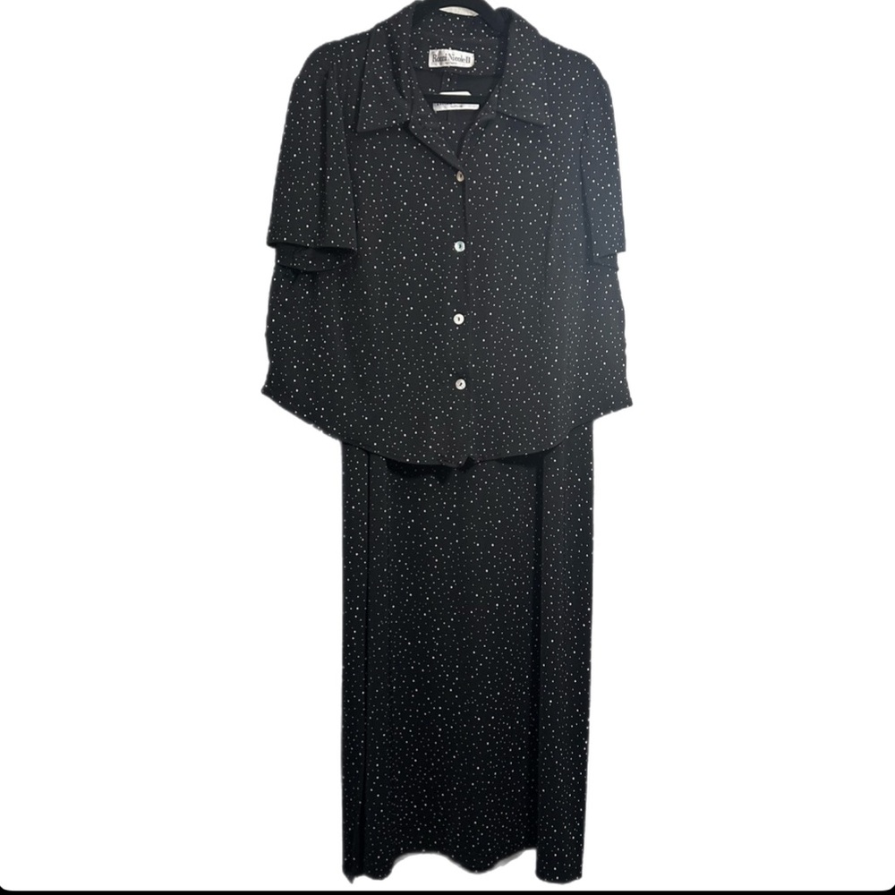 Ronnie Nicole Black & White Polka Dot Dress with Short Sleeve Cover Up Size 3X